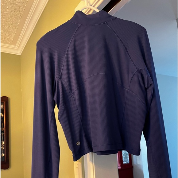 Lululemon new Rulu run half zip ribbed cropped, bluish purple colour sz. 12 - Picture 2 of 3